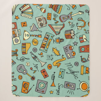 Musikinstrumente, Vintages Skizzenmuster. Sherpadecke