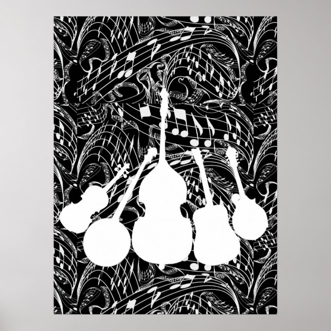 MUSIKINSTRUMENTE WeißSTEIN Poster (Vorne)