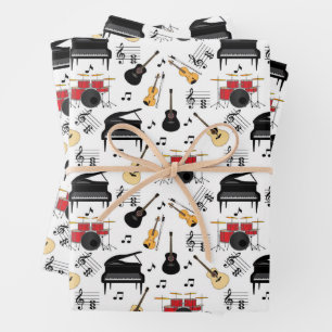 Musikinstrumentenmuster Geschenkpapier Set
