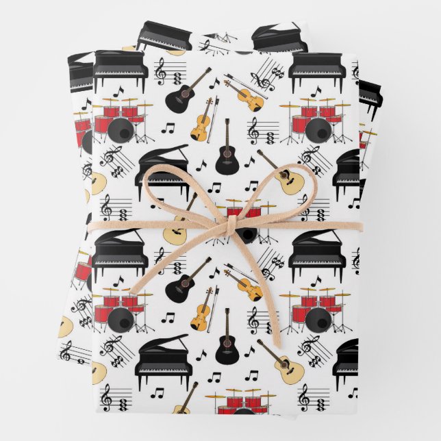 Musikinstrumentenmuster Geschenkpapier Set (Beispiel)