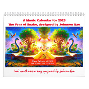 Musikkalender 2025 für das Jahr der Schlange Kalender
