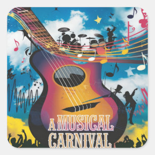 Musikkarneval Quadratischer Aufkleber
