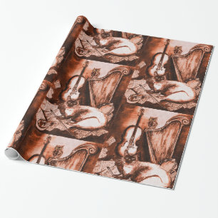 MUSIKKATZE,EIGENSCHAFT,Musikinstrumente braun Geschenkpapier