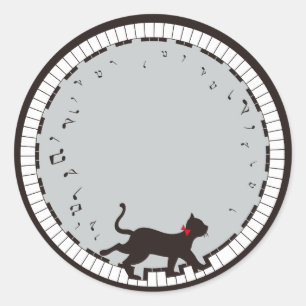 Musikkatze Runder Aufkleber