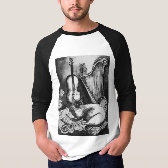 MUSIKKATZE , Schwarz und Weiß T-Shirt (Vorderseite)
