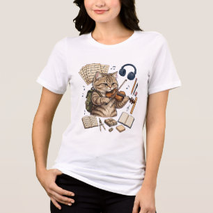 Musikkatze Violine - Zurück zur Schulmusik Tri-Blend Shirt
