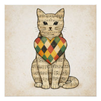 Musikkatzen-Collage mit Harlekin-Herz