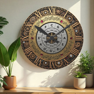 Musikkreis der Quinten Uhr, mechanische Kunst Runde Wanduhr