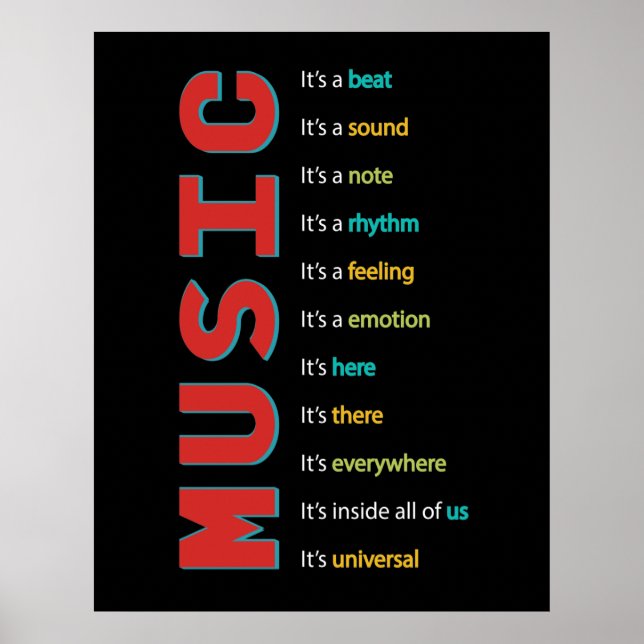 Musiklasszimmer Vocal Orchester Band Piano Gitarre Poster (Vorne)