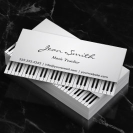 Musiklehrer Classy White Piano Musical Visitenkarte