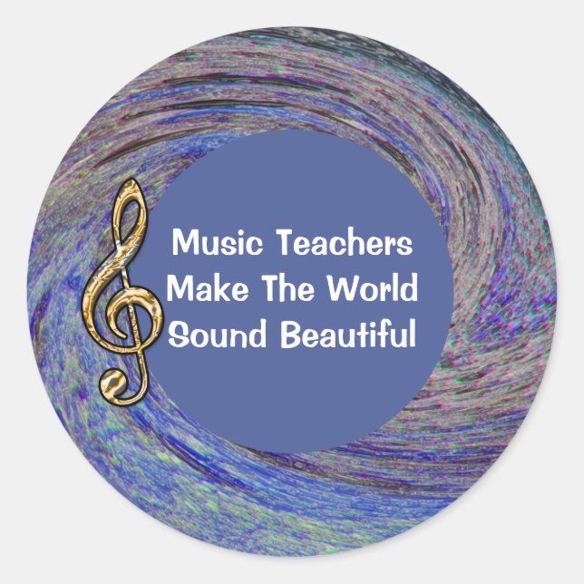 Musiklehrer Danke Blue Spiral Swirl School Runder Aufkleber (Vorderseite)