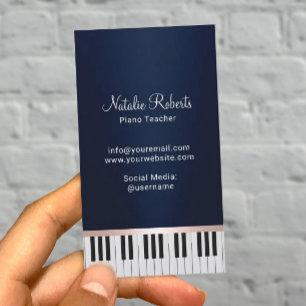Musiklehrer Elegante Seestreitkräfte Piano Keys Visitenkarte