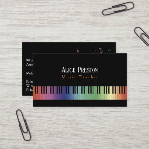 Musiklehrer Farbige Piano Keys Business Card Visitenkarte