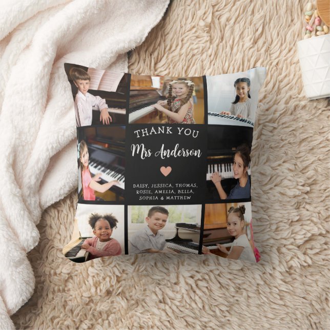 Musiklehrer Gift Foto Collage Pink Herz Kissen (Decke)