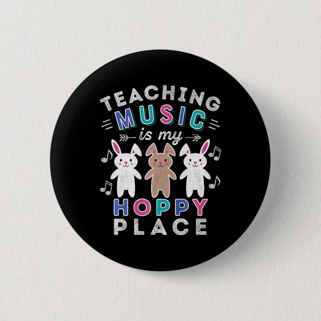 Musiklehrer Gift Osterhahn Bunny Rabbit Niedlich Button (Vorderseite)