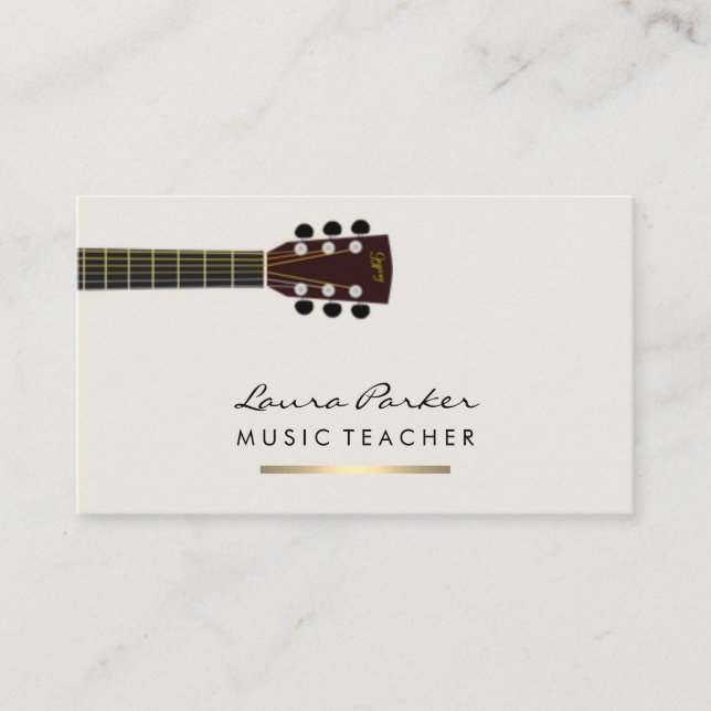 Musiklehrer Gitarreninstrument Gold Visitenkarte (Vorderseite)