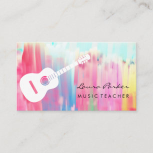 Musiklehrer Gitarrenspielerin Instrument Paint Art Visitenkarte