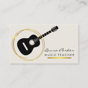 Musiklehrer Gitarrenspielinstrument Gold Busine Visitenkarte