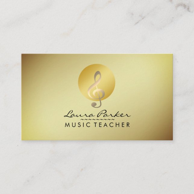 Musiklehrer Gold Musikerin Visitenkarte (Vorderseite)
