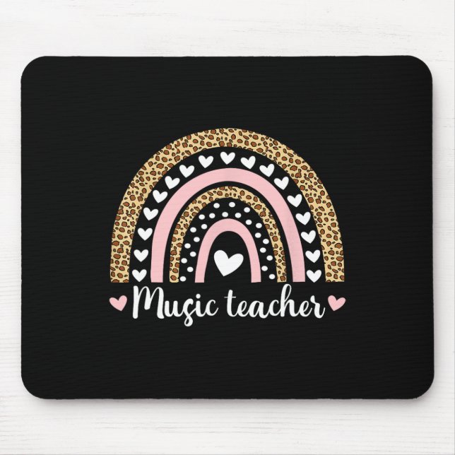 Musiklehrer Leopard Boho Rainbow 100 Days of Sch Mousepad (Vorne)