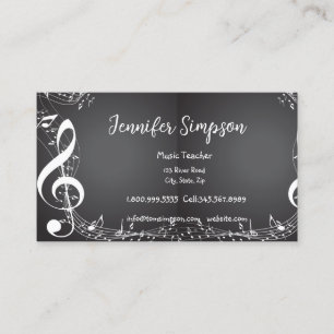 Musiklehrer Musical Notes Piano Gitarre Band Busi Visitenkarte