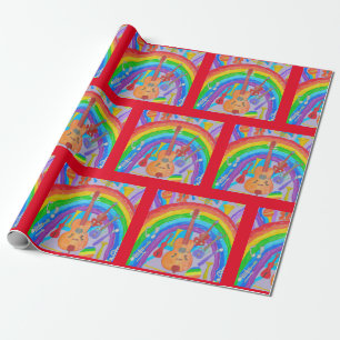 Musiklehrer Musiker Regenbogenmusikinstrumente  Geschenkpapier