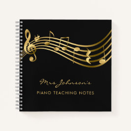 Musiklehrer nimmt Gold und Schwarz-Elegant zur Ken Notizbuch