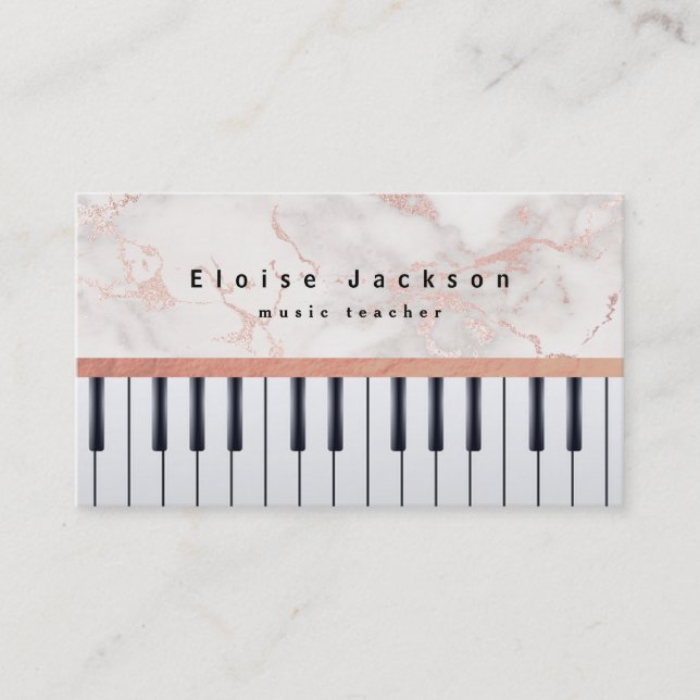 Musiklehrer Pianist eleganten rosa Marmor Visitenkarte (Vorderseite)
