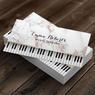 Musiklehrer Piano Schlüssel Trendy Rose Gold Marmo Visitenkarte
