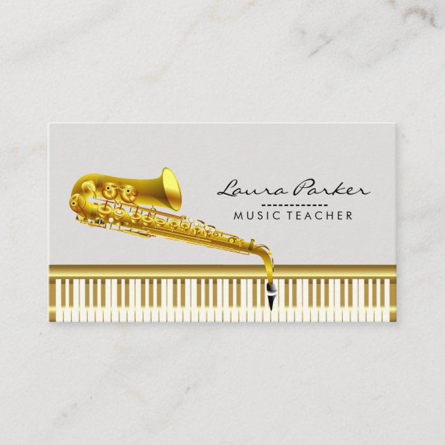 Musiklehrer Piano Tastatur Saxophon Musiker Visitenkarte (Vorderseite)