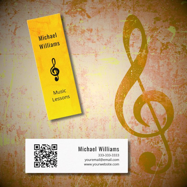 Musiklehrer QR-Code Simple Gold Treble Clef Mini Visitenkarte (Von Creator hochgeladen)