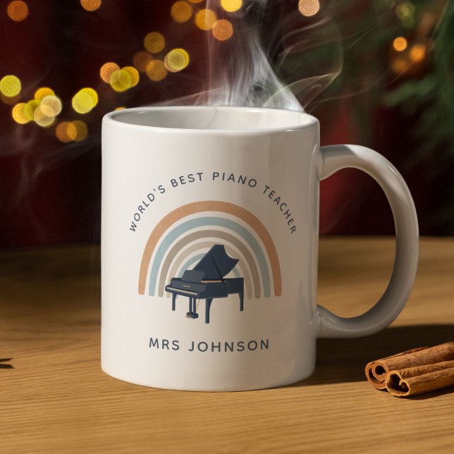 Musiklehrer Regenbogen Klavier  Kaffeetasse (Von Creator hochgeladen)