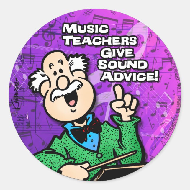 Musiklehrer Runder Aufkleber (Vorderseite)
