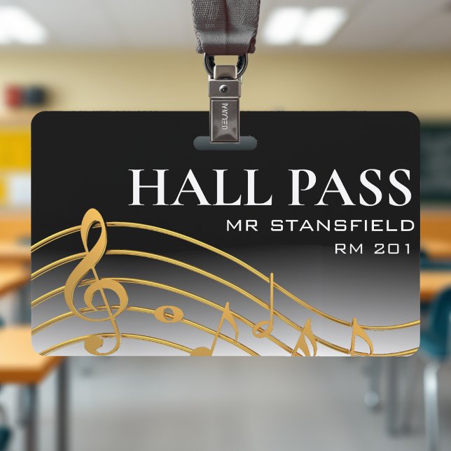 Musiklehrer Schule Klassenzimmer Pass Ausweis (Music Teacher School Classroom Hall Pass Badge
)