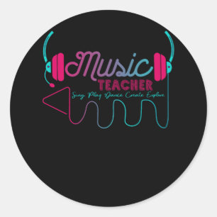 Musiklehrer Sing Play Dance Entdecken Sie die Verg Runder Aufkleber