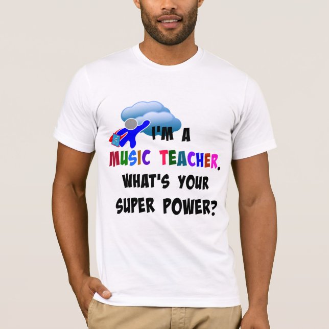 Musiklehrer Superheld T-Shirt (Vorderseite)
