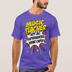 Musiklehrer Superhero Funny Comic T-Shirt Geschenk