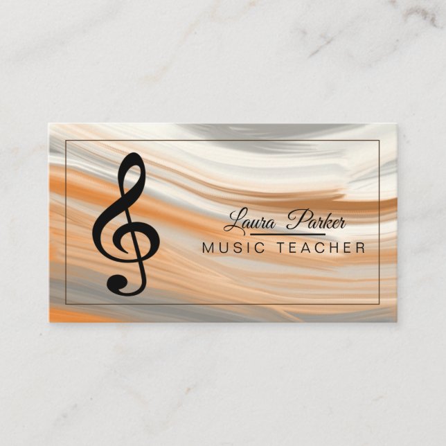 Musiklehrer Treble Note Watercolor Sound Waves Visitenkarte (Vorderseite)
