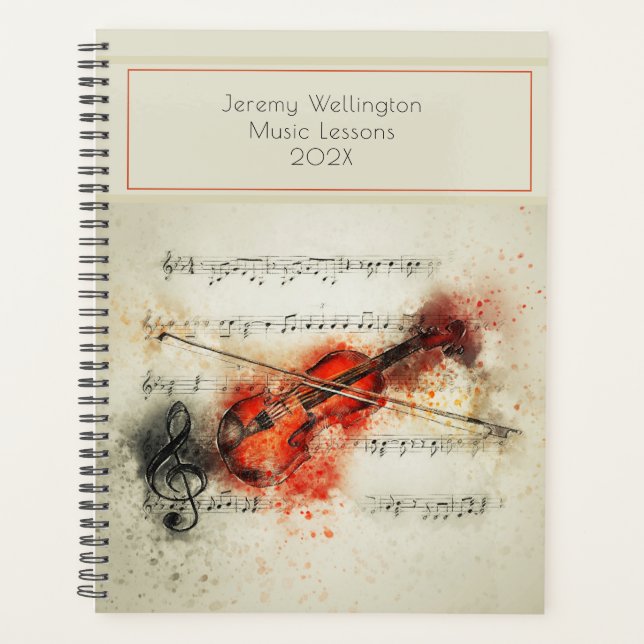 Musiklehrer Unterricht Jährliche Planer Violine (Vorderseite)
