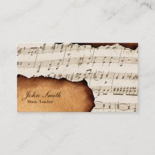 Musiklehrer Vintage Alte Noten Visitenkarte