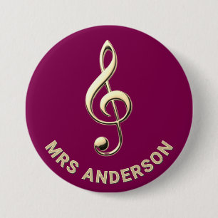 Musiklehrer Violinschlüssel Burgunderrot ID Auswei Button