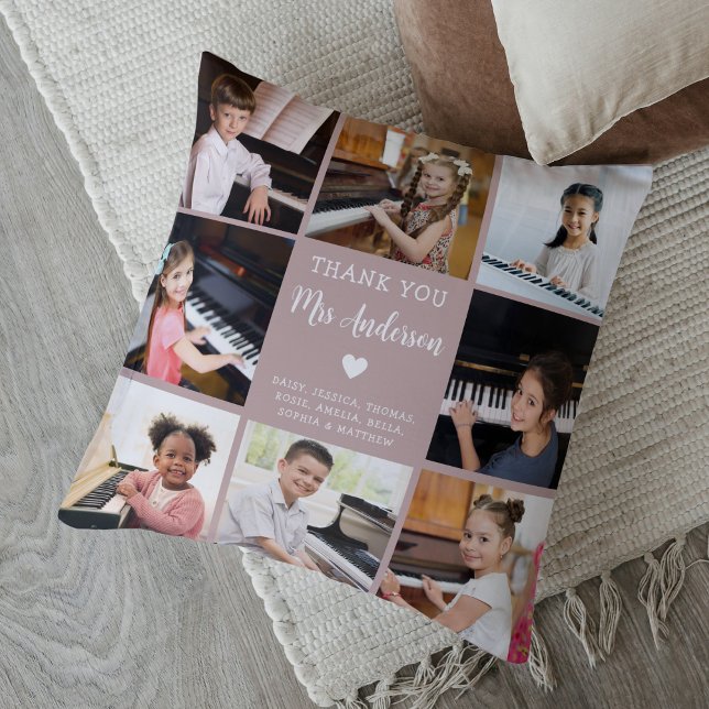 Musiklehrer Wertschätzung Foto Collage Rosa Kissen (Von Creator hochgeladen)