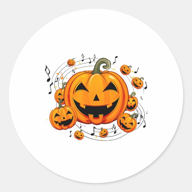 Musiklehrerin Halloween Fall Pumpkin Runder Aufkleber (Vorderseite)