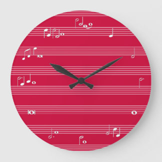 Musiklesen schlägt Zeituhr - rot Große Wanduhr