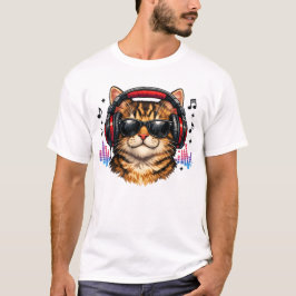 Musikliebhaber-Katze mit Kopfhörer T-Shirt