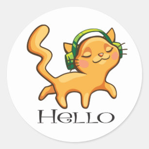Musikliebhaber Kitty Kätzchen Hallo Süße Katze Runder Aufkleber
