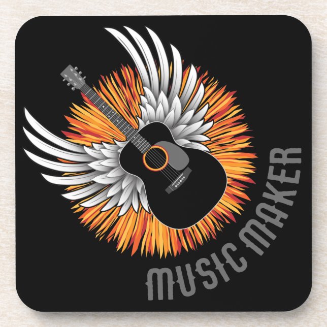 Musikmacher (Gitarrenspieler) Getränkeuntersetzer (Vorderseite)