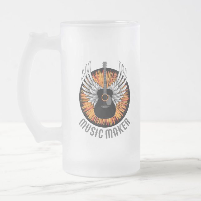 Musikmacher (Gitarrenspieler) Mattglas Bierglas (Links)