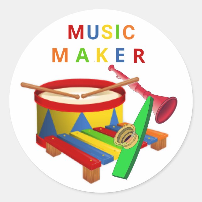 Musikmacher Runder Aufkleber (Vorderseite)