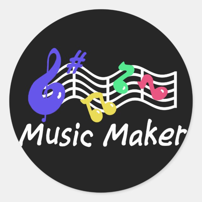 Musikmacher Runder Aufkleber (Vorderseite)